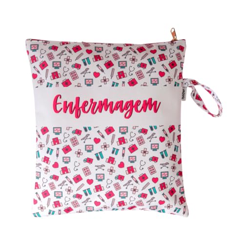 Matellasse Porta Jaleco Feminino - Necessaire Enfermagem Rosa Impressão de Letra Armazenamento de Maquiagem Profissional para Estudantes ou Profissionais de Enfermagem