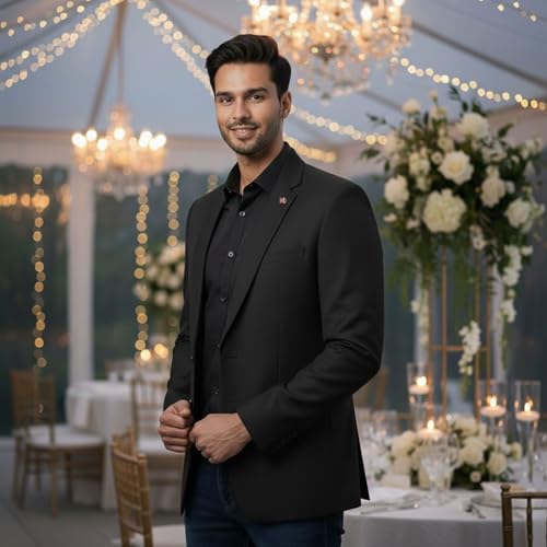 Image of Men's Formal Casual Blazer Slim Fit | Stretchable Fabric | Lightweight Structured Office Wear Coat for Meetings, Interview, Party & Daily Use