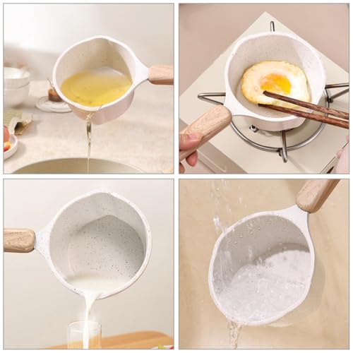 Olla pequeña de aluminio antiadherente con tapa clara y vertedor dual para cocina de hogar 6
