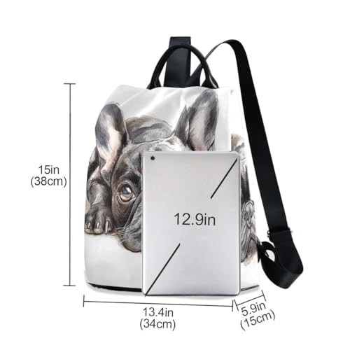 Image of ALAZA French Bulldog Lie Prone Comfortably Trips Hiking Camping Rucksack Pack for Women