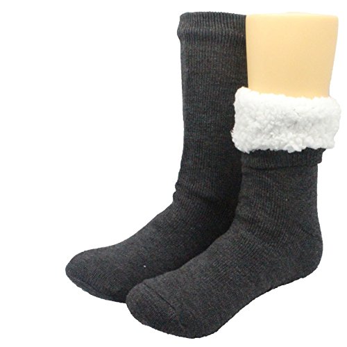 FRALOSHA Mens slippers Socks 3 Pairs Winter Warm Fuzzy Lined Non-Slip Soft Reading socks3