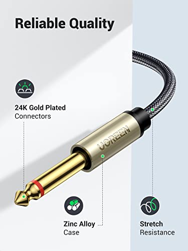 UGREEN-18-to-14-Stereo-Cable-35mm-TRS-to-Dual-635mm-14-TS-Mono-Y-Splitter-Audio-Cord-Adapter-Compatible-with-iPhone-PC-Computer-Sound-Card-Mixer-Multimedia-Speaker-Home-Stereo-System-6FT