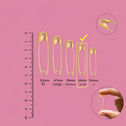 Image of Small Gold and Silver Plated Safety Pins for Saree Nappy Lock pin for Blanket Sweater Perfect for Clothes Craft Sewing Pinning Hijab pin for Women and Girls (Small, 24)