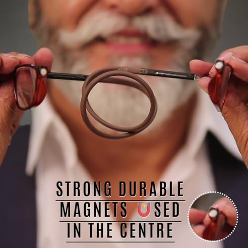 Image of Unisex Reading Glasses | Magnetic open from front | Adjustable Retainer length | Near vision power +1 +1.25 +1.50 +1.75 +2 +2.25 +2.50 +2.75 +3| Foldable| Free size