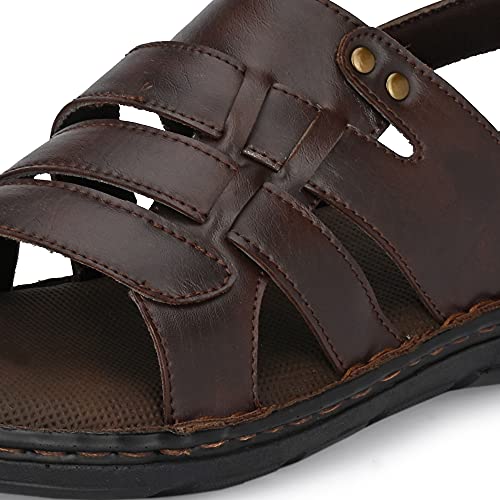 Image of Centrino Men's Sandals |Classical Thong Lightweight Quick-dry Flip Flops | Secure Hook & Loop Closure | Comfortable Close Strap | Heavy Density for Arch Support Comfort, Hand Stitched Chappal (3669)