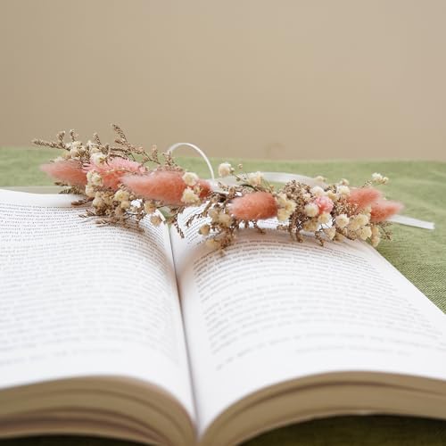 Corona de flores secas para boda estilo boho miniatura 2