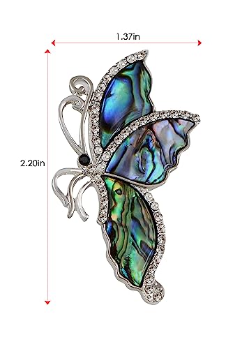 Image of Alilang Abalone Shell Butterfly Insect Brooch Lapel Pins Pendant Scarf Shawl Accessories Wedding Party