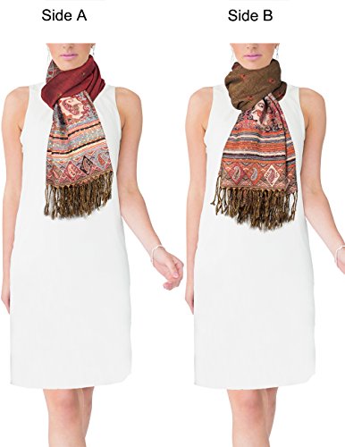 Dahlia Women's Rayon Scarf Shawl - Bohemian Tulip Print3