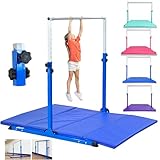 MARFULA Gymnastic Bar with Mat for Kids Gymnastic Kip Bar with Mat Horizontal Bar Blue Bar Gymnastic Training Equipment for Kids 3-15 Years Home and Club Use