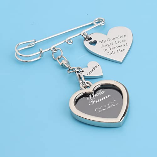 Image of LQRI Wedding Memorial Gift Wedding Boutonniere Bouquet Charm Pin Guardian Angel Grandma Walk Down The Aisle Bridal Charm in Memory of Grandma