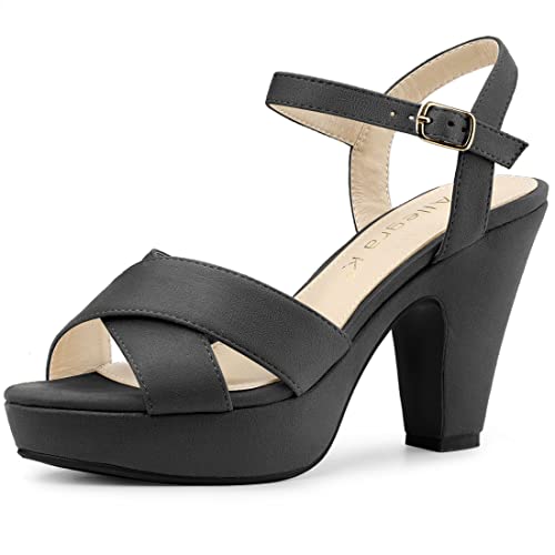 Sandales à talons épais Allegra K en gris taille 38 avec bride arrière pour femme