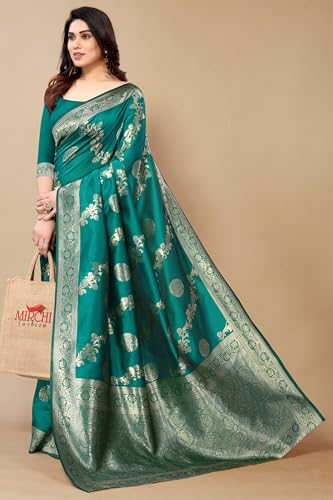 Image of MIRCHI FASHION Women Saree | Jacquard Banarasi Silk Woven Ethnic Motif Office Wear Sari