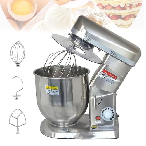 Zowdrix Batidora De Pie 3 En 1, Batidora De Pie Comercial con Bol, Batidora Multifuncional con Batidor, Gancho Y Batidor De Varillas, para Hornear Pasteles, Galletas, Pan Y Ensaladas Silver-5L