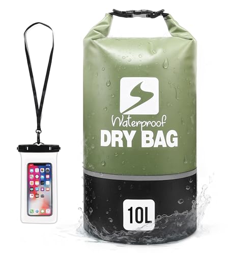 Image of Soulsfeng Waterproof Dry Bag Roll Top Lightweight Dry Backpack for Boating, Kayaking, Travel, Beach, Swimming, Hiking & Camping - Floating Dry Sack with Adjustable Shoulder Straps 10L