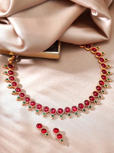 Image of Rubans Necklace Set Gold Plated Traditional Stylish Jewellery Gift for Women & Girls