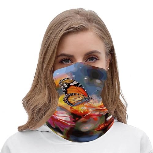 Neck Gaiter Face Mask Breathable Wind-Proof Face Cover Bloom Flower and Butterfly Sun Cooling Dustproof Mask Balaclava Bandana Headwear for Men Women miniatura 4