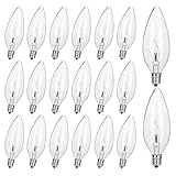 haraqi 20 Pack 40W 120V E12 Base B10 CTC Incandescent Clear Light Bulbs,Transparent Candle Light Bulbs for Chandeliers, Ceiling Fan Lights, Pendants, Fireplace