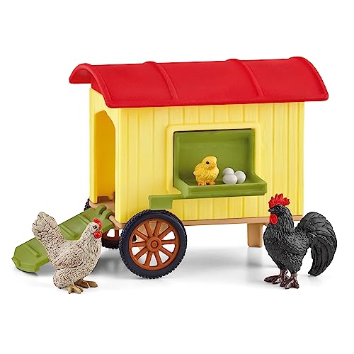 schleich Farm World | Hühnerstall 42572 | schleich Tiere Set & Zubehör | Stall auf Rädern und abnehmbaren Teilen | tolles Geschenk für Jungen und Mädchen | Bauernhof Spielzeug ab 3 Jahre | 12 Teile
