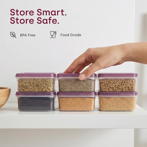 Image of Store Smart Airtight Food Storage Containers | Set Of 6-500Ml BPA Free, Microwave, Freezer & Dishwasher Safe Stackable Compact Box for Snacks, Meal Prep Fridge | Purple