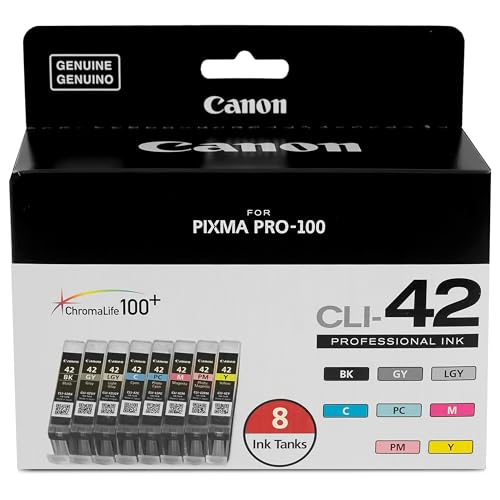 canon cli-42 genuine eight color pack compatible with pixma pro-100 printers