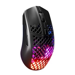SteelSeries Aerox 3 Wireless – Holey RGB Gaming Mouse – Ultra-lightweight Water Resistant Design – 18K DPI TrueMove Air Optical Sensor- Onyx