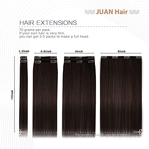 Clip In Hair Extensions Real Human Hair 70G Dark Brown 100% Remy Human Hair Clip In Extensions Soft Silky Straight 7Pcs 16Clips One Pack (22 Inch #2) #TOP6