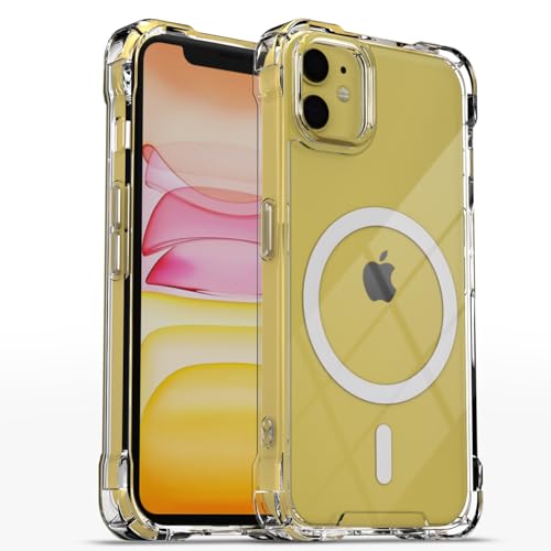 Image of Amazon Basics Back Cover for iPhone 11 Mag-Safe Shockproof PC + TPU Protective Case Magnetic Support Bumper Case (Transparent Mag-Safe)