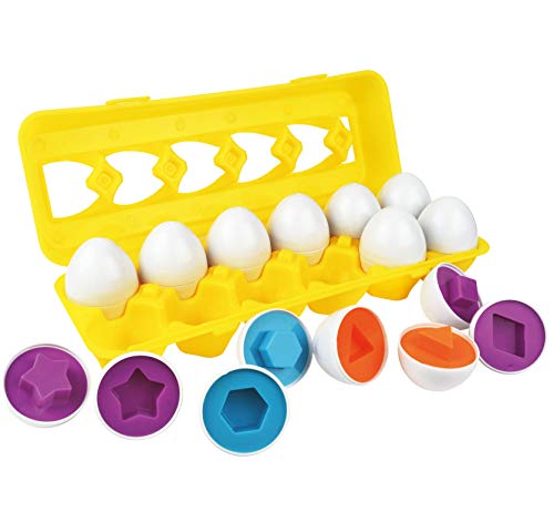 Skoolzy Matching Easter Eggs Hunt. Easter Basket Stuffers for Toddlers. Color Sorting Toy Easter Gifts for Toddlers - Educational Toys Shapes Puzzles for 18 Month Old Toys, 2, 3 Year Girls, Boys