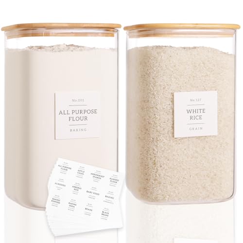 CZZGSM 2 Pack Square Glass Flour and Sugar...