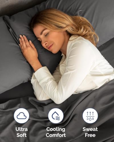 Image of Extra Deep Flex Top Split Head King Fitted Sheet - Hotel Luxury Single Fitted Sheet Only - Easily Fits 18 inch to 24 inch Mattress - Ultra Soft, Wrinkle Free w /Extra Deep Pockets - Charcoal