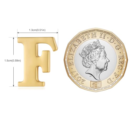 Image of HONEY BEAR Mens Womens Initial Alphabet Letter Lapel Pins Collar Badge Brooches for Business Wedding Graduation Gift Matte Gold 0.59 inches