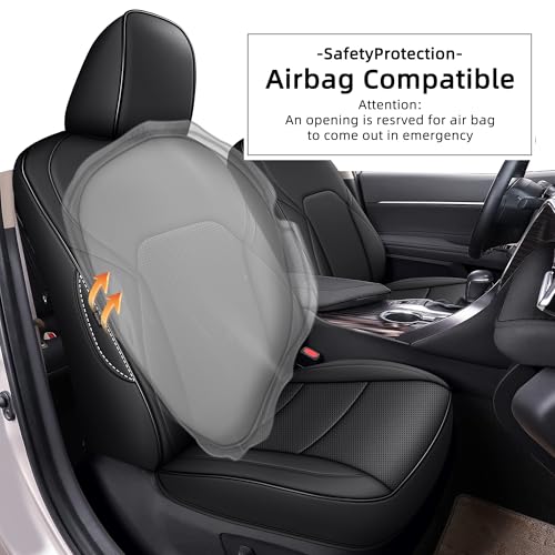 Image of AOMSAZTO Custom Fit Seat Covers for Toyota Camry 2025 2026 LE SE Waterproof Truck Seat Cushion Protectors, Full Set Faux Leather (Black,Camry LE SE)