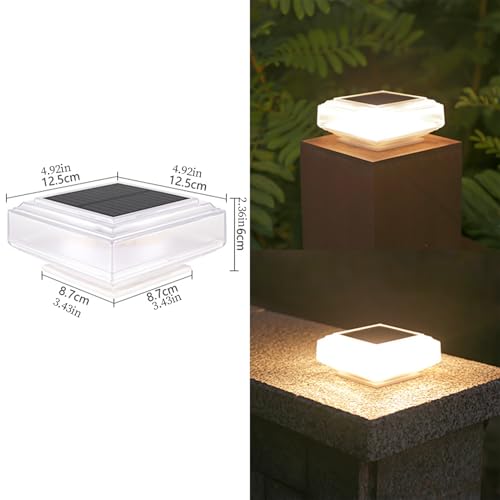 Stylish Column Lights - Solar Waterproof Lanterns for Patio | Aluminum Alloy with Pier Mount, Decorative Outdoor Lighting for Christmas Yard Porch Deck Fence Post Landscape Garden Accent – Image 3