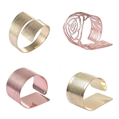 CatcherMy 4PCS Servilleteros de Metal Anillos de Servilleta para Fiesta y Decoración de Mesa