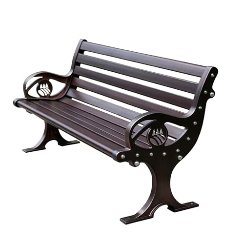 TRGCJGH Banco de Exterior para Jardín, Banco de Terraza de Metal con Respaldo y Reposabrazos, 2-3 Plazas, Asiento Balcón y Terraza(Black,120cm/47.2in)