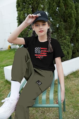Image of Betusline Girls Fall Winter Clothing Sets, Long Sleeve Crop Top & Cargo Jogger Pants 2 Piece Outfit Sets,4T-14Y