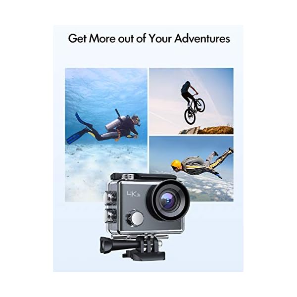 4K Action Cam A77, UHD 30FPS WiFi Unterwasserkamera, 40M wasserdichte Kamera 170° Weitwinkel Helmkamera (2.4G… – Bild 4