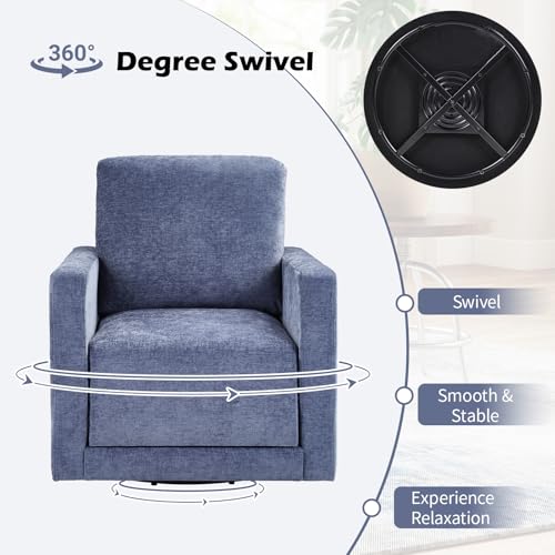 Sillón giratorio cuadrado azul con almacenamiento oculto miniatura 6