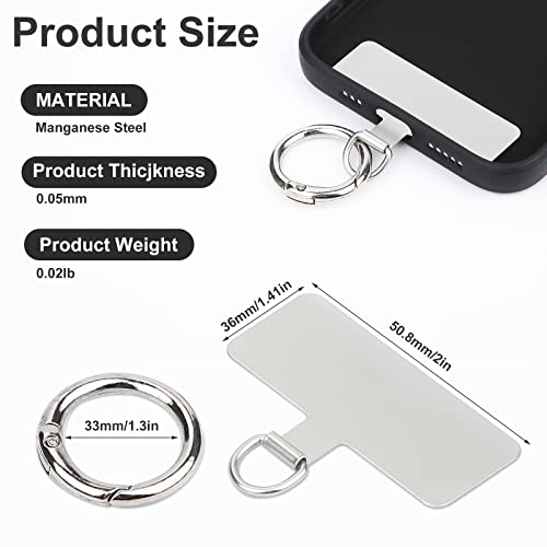 Phone Tether Patch, Universal Metal Phone Tether Tab With Spring Ring Lanyard Replacement Without Adhesive For Cell Phone (Silver) #TOP1