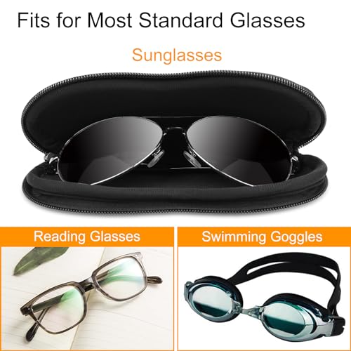 Image of FINTIE Glasses Case with Carabiner, Ultralight Neoprene Sunglasses Pouch | Soft Eyeglasses Case, Portable Metal Clip, Eyewear Storage, Zipper Closure, For Men And Women Travel