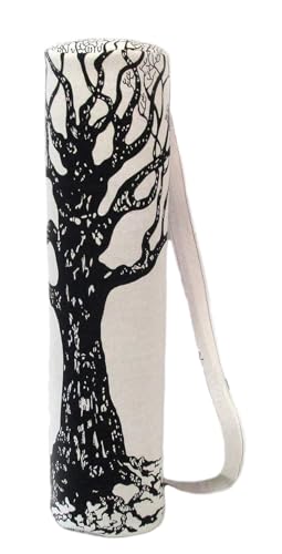 ICC Yoga Mat Bag Carrier Full-Zip Exercise Yoga Mat Carry Bag for Women Men with Multi-Functional Storage Pockets and Adjustable Shoulder Strap 26X6 Inches (Black and White Tree)