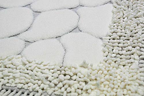 CARPETIA Badematten Set 2-teilig - waschbar - Steinoptik cremefarben, Größe 50x60cm + 60x100 cm – Bild 4