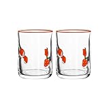 ZEPFJHE Par de vasos de jugo vintage con estampado de limón, cristalería resistente con capacidad de 14 onzas, ideal para cócteles, decoraciones de agua