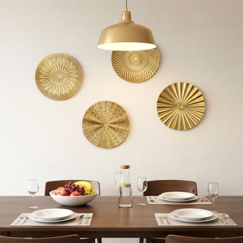 PercyEffie 12 Inch Metal Wall Art Decor, 4 Pcs Gold Starbursts Radial Plate Wall Art Modern Accent Hanging Wall Decorations for Home Living Room Office Gift for Christmas - Image 5
