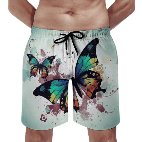 Men's Swim Trunks Quick Dry Board Shorts with Pockets Beach Shorts Artistic Butterfly Bathing Suits for Men