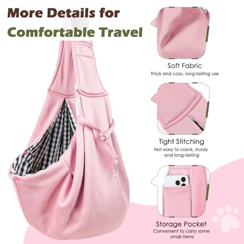 Pawaboo Hundetragetasche, Tragbare Haustier Hundetasche mit Verstellbare Schultergurt,Outdoor Reise Haustier Umhängetasche Transporttasche für Klein Hund Katze (Bis zu 12lbs), Helles Rosa