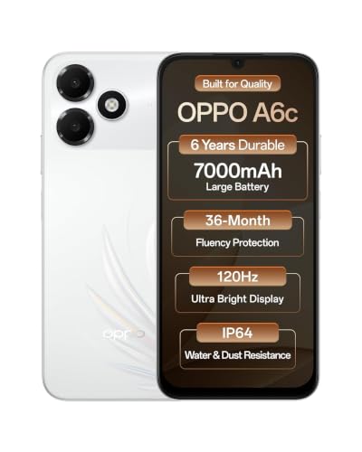Image of OPPO A6c 4G (Stone Brown, 4GB RAM, 64GB Storage) | 7000mAh Long-Lasting Battery | 120Hz Ultra Bright Display | IP64 Protection | 13MP Camera -with No Cost EMI /Additional Exchange Offers | 7000mAh Long-Lasting Battery, 120Hz Ultra Bright Display, IP64 Protection, 13MP Camera