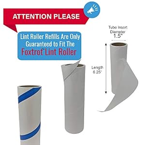 Fox Trot Lint Roller Refills - 180 Extra Sticky Sheets for Pet Hair Roller, Sticky Roller, Carpet Roller, Dog & Cat Hair Removal - 6.25” Wide, 60 Sheets Each (Pack of 3) Fox Trot Lint Roller Refills – 180 Extra Sticky Sheets for Pet Hair Roller, Sticky Roller, Carpet Roller, Dog & Cat Hair Removal – 6.25” Wide, 60 Sheets Each (Pack of 3)