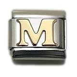 Dolceoro Alphabet M Letter Initial, 9mm Traditional Classic Type Italian Modular Charm Bracelet Link