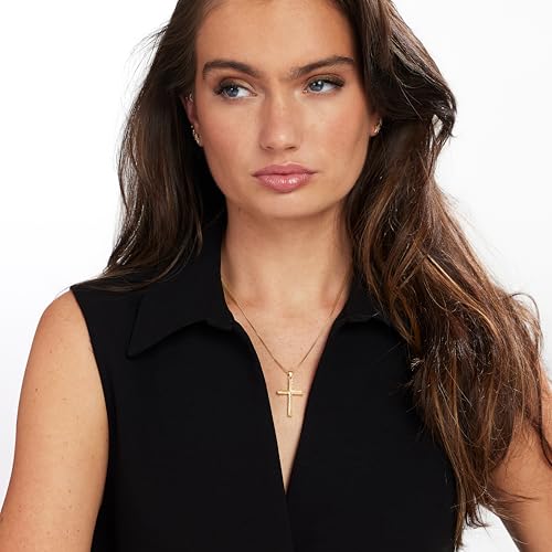 JTV Sterling Silver Diamond-Cut Cross Pendant Necklace - Christian Jewelry for Women - Elegant 925 Silver Faith Necklace - Religious Gift for Baptism, Confirmation, or Holiday - 18"2